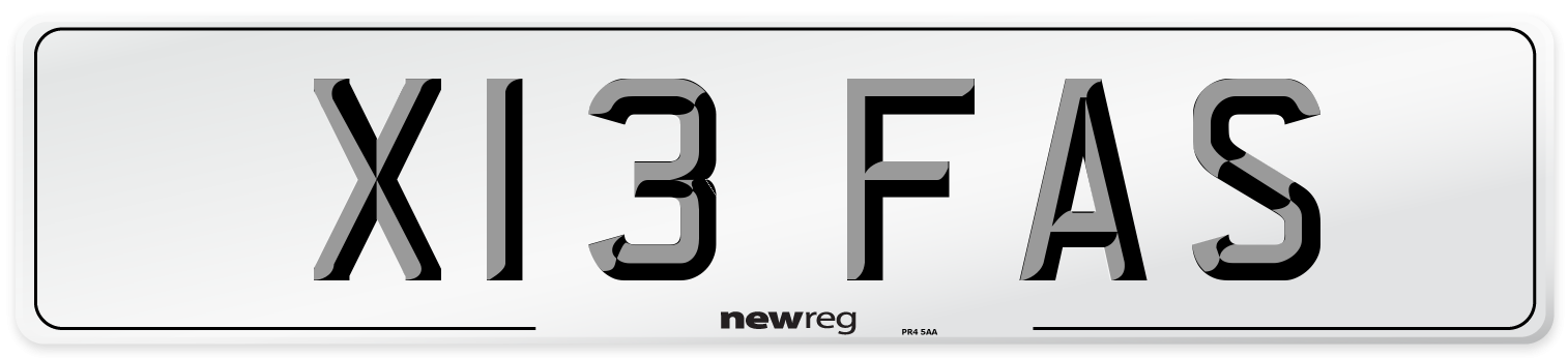 X13 FAS Number Plate from New Reg